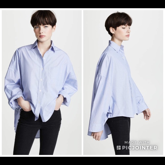 💍SOLD💍 R13 Oversized Pin Stripe Long Tail Shirt - Picture 6 of 7